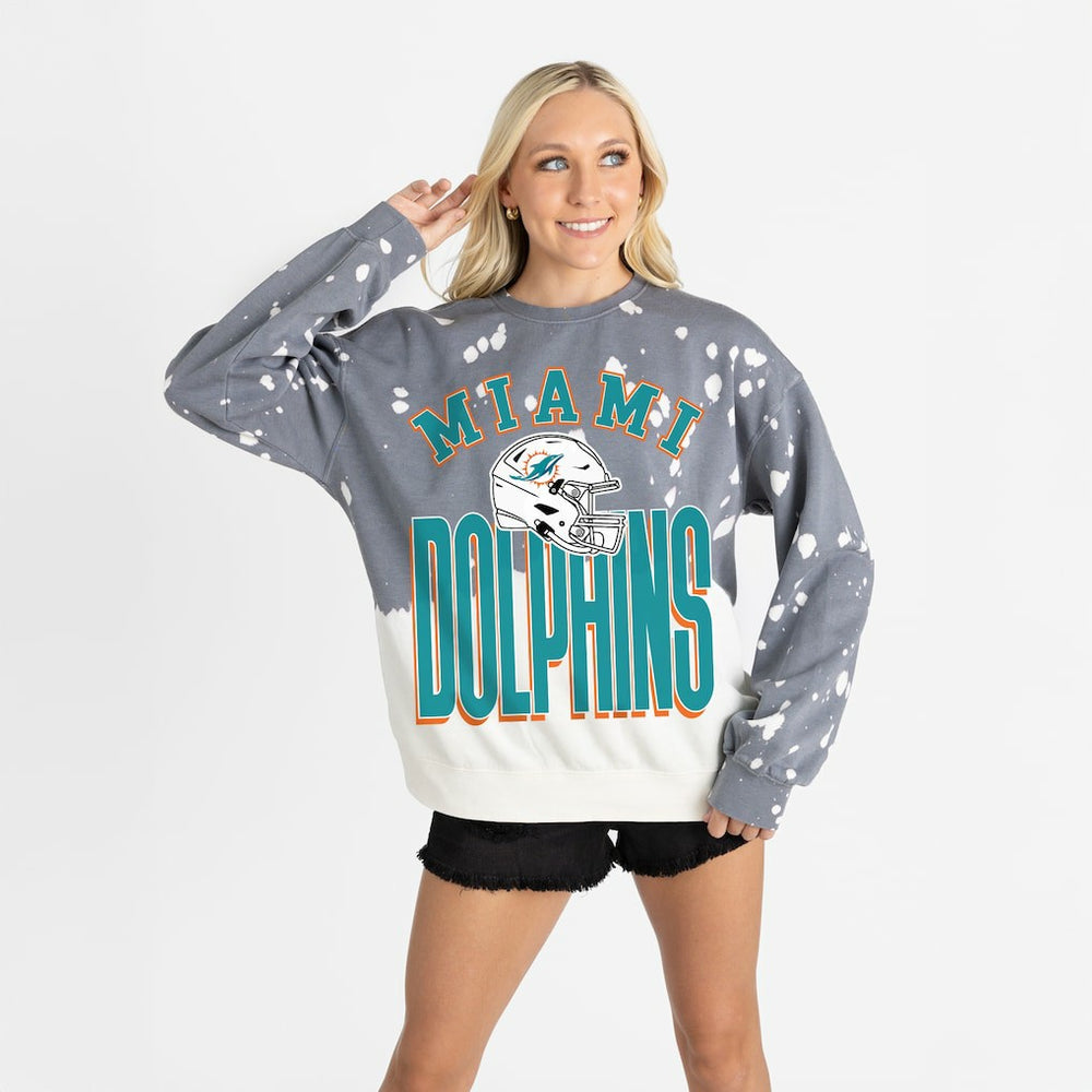 Gameday Couture Women's Arch Rivals Faded Wash Sweatshirt - Miami Dolphins Sweatshirts