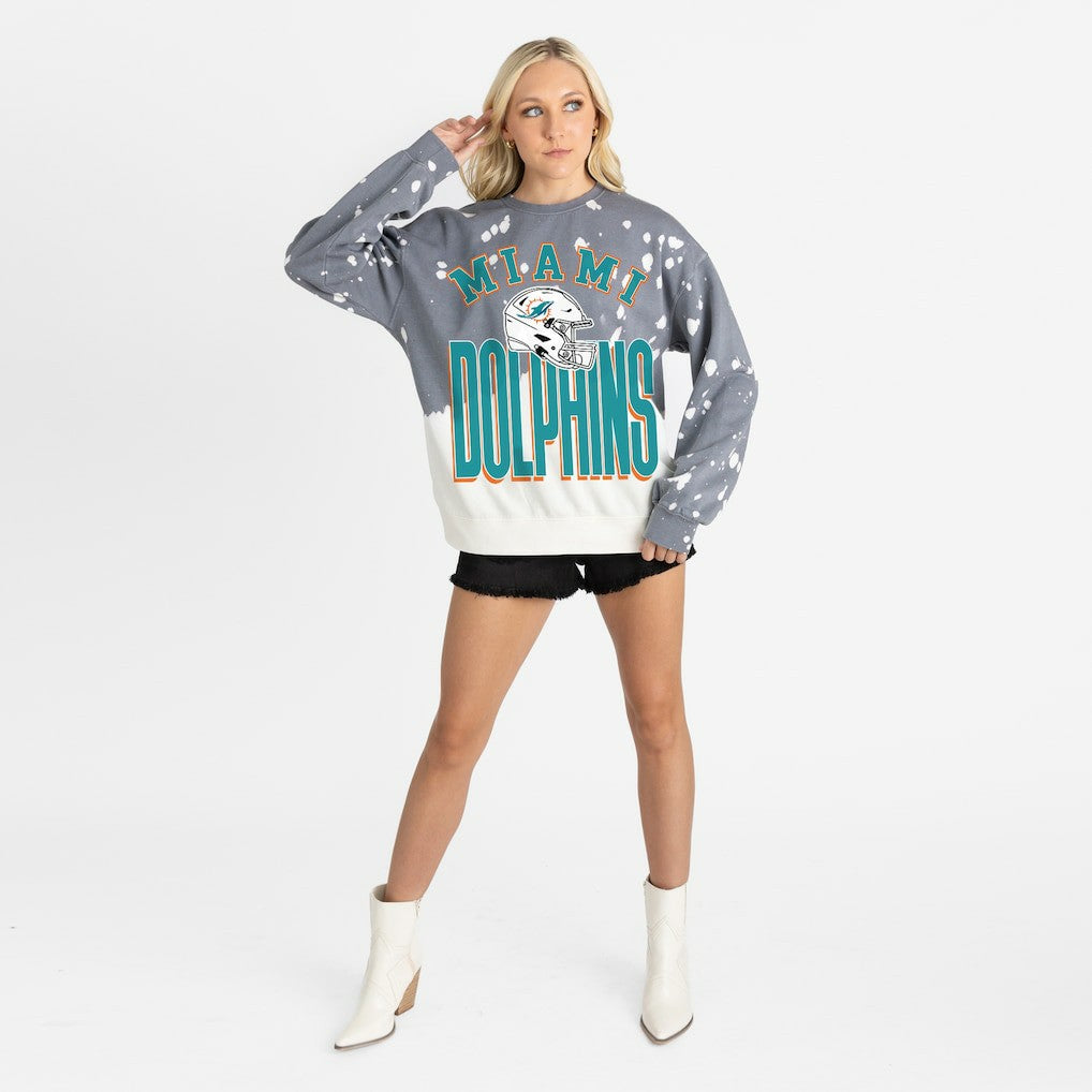 Gameday Couture Women's Arch Rivals Faded Wash Sweatshirt - Miami Dolphins Sweatshirts