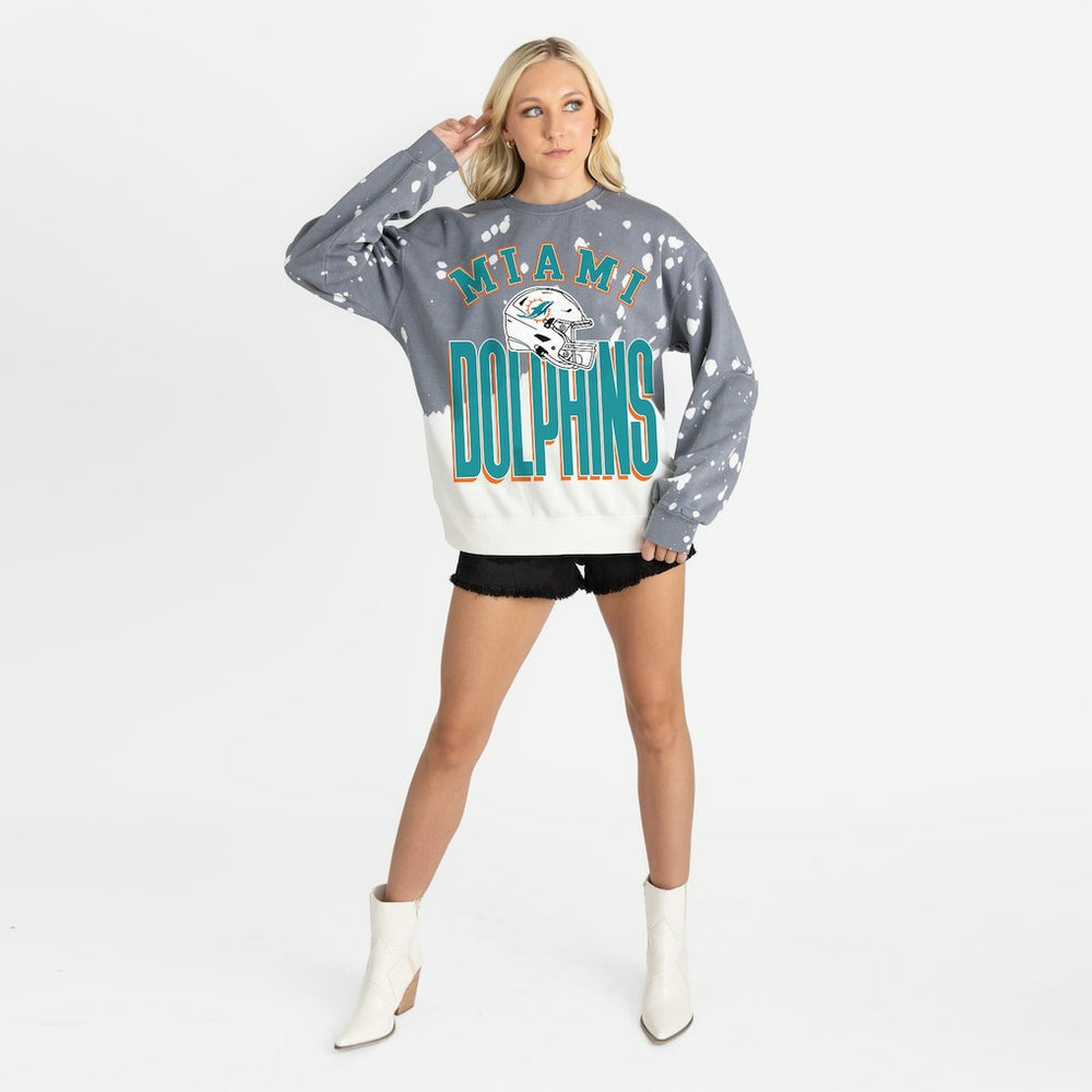 Gameday Couture Women's Arch Rivals Faded Wash Sweatshirt - Miami Dolphins Sweatshirts