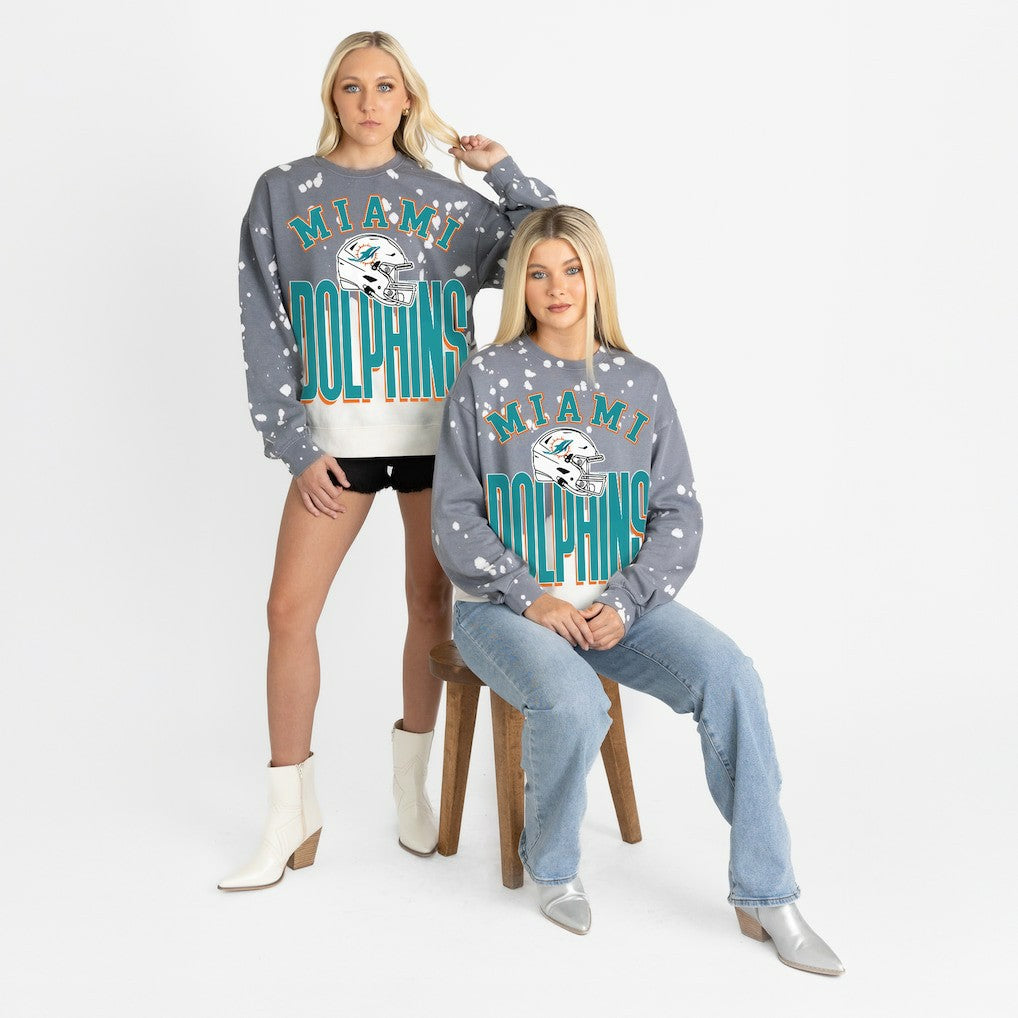 Gameday Couture Women's Arch Rivals Faded Wash Sweatshirt - Miami Dolphins Sweatshirts