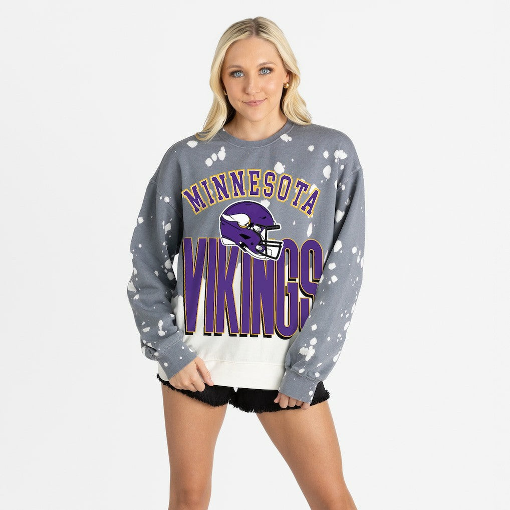 Gameday Couture Women's Arch Rivals Faded Wash Sweatshirt - Minnesota Vikings Sweatshirts