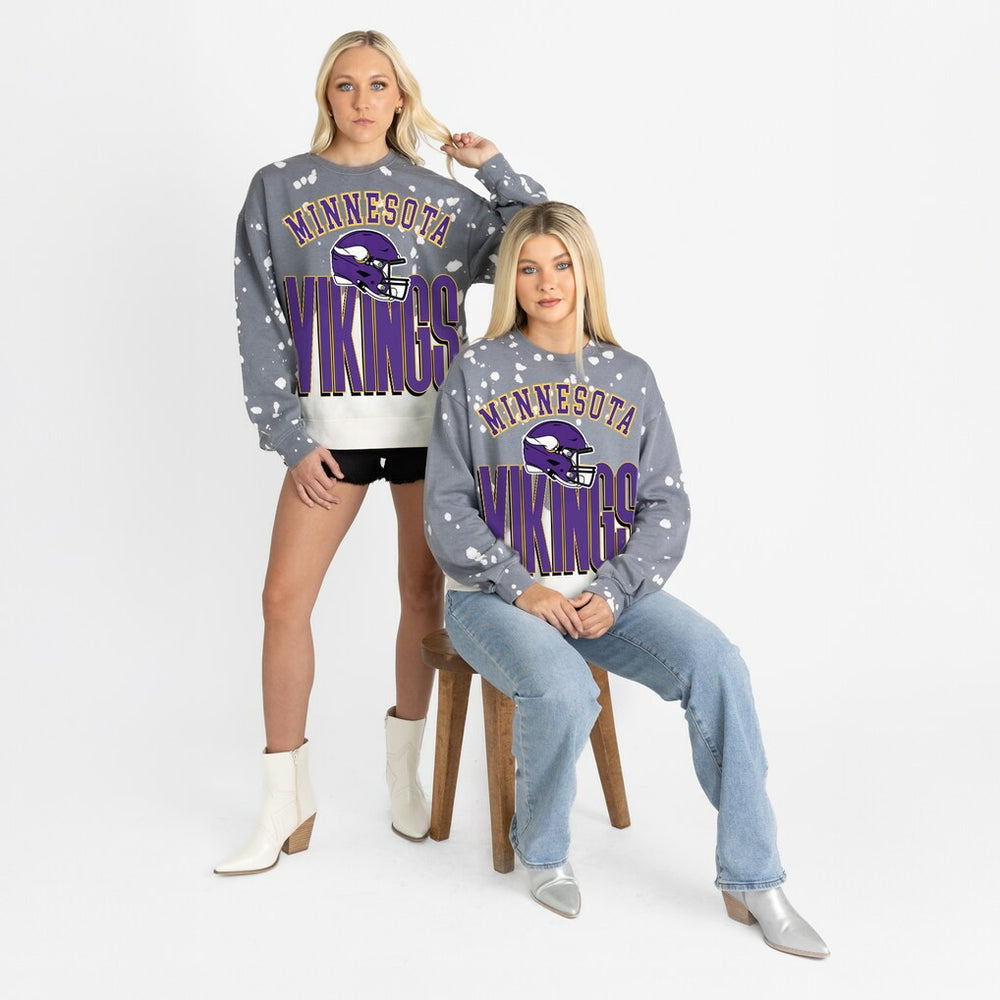 Gameday Couture Women's Arch Rivals Faded Wash Sweatshirt - Minnesota Vikings Sweatshirts