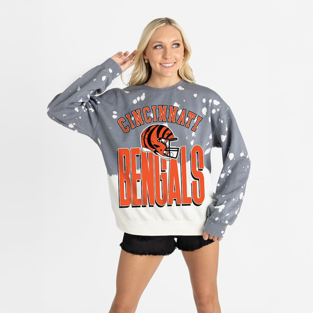 Gameday Couture Women's Arch Rivals Faded Wash Sweatshirt - Cincinnati Bengals Sweatshirts