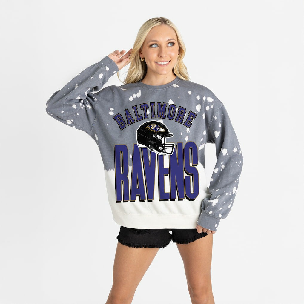 Gameday Couture Women's Arch Rivals Faded Wash Sweatshirt - Baltimore Ravens Sweatshirts