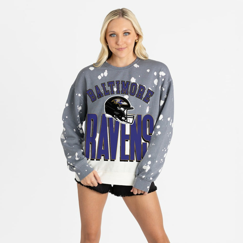 Gameday Couture Women's Arch Rivals Faded Wash Sweatshirt - Baltimore Ravens Sweatshirts