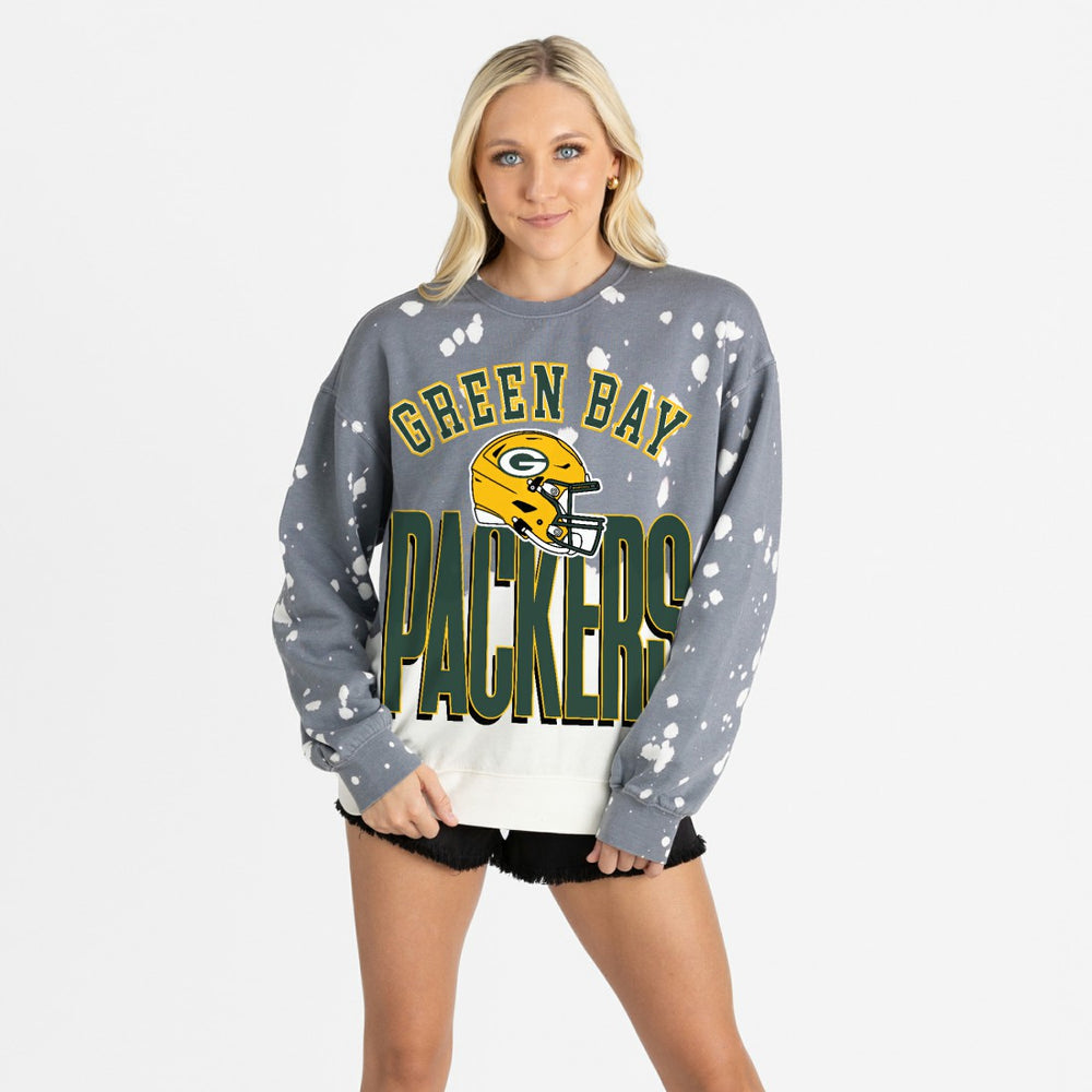 Gameday Couture Women's Arch Rivals Faded Wash Sweatshirt - Green Bay Packers Sweatshirts