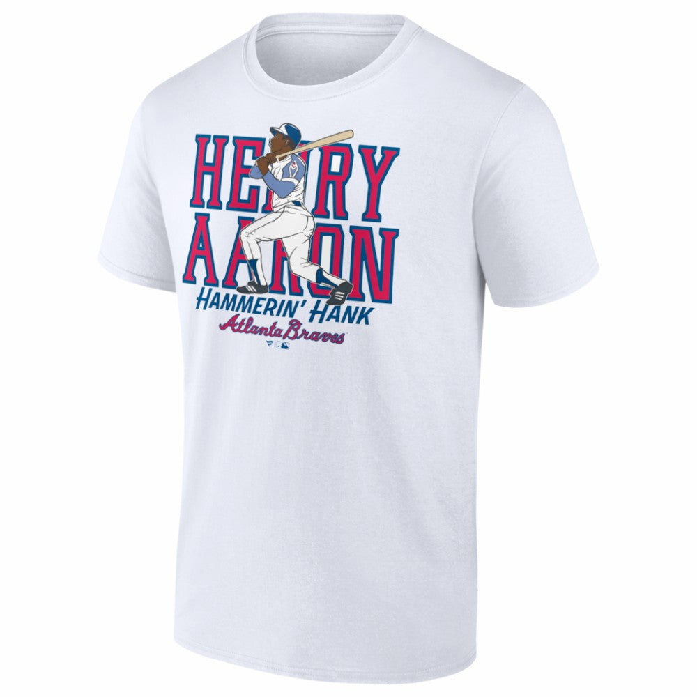 White Hank Aaron Atlanta Braves Cooperstown Player T-Shirt