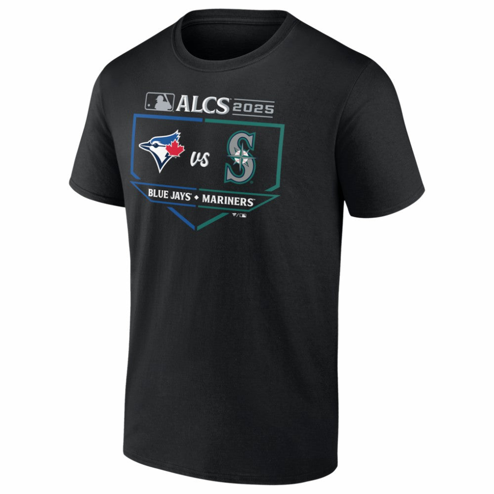 Black Toronto Blue Jays vs. Seattle Mariners 2025 American League Championship Series Matchup Batter's Box T-Shirt