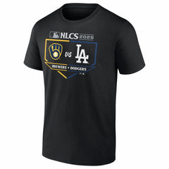 Black Milwaukee Brewers vs. Los Angeles Dodgers 2025 National League Championship Series Matchup Batter's Box T-Shirt
