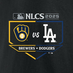 Black Milwaukee Brewers vs. Los Angeles Dodgers 2025 National League Championship Series Matchup Batter's Box T-Shirt