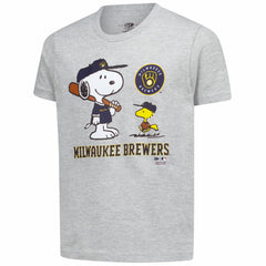 Heather Gray Milwaukee Brewers Youth Peanuts Snoopy T-Shirt