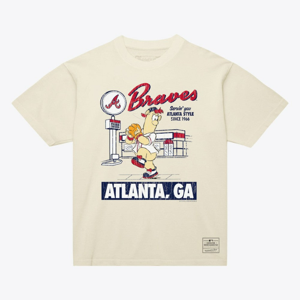 Cream Atlanta Braves Mitchell & Ness Deli T-Shirt