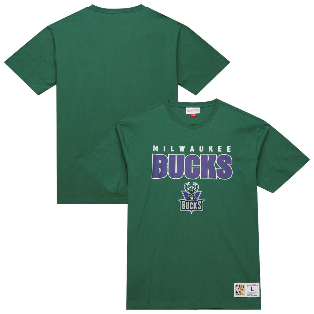 Mitchell & Ness Milwaukee Bucks Hardwood Classics Throw It Back Premium T-Shirt