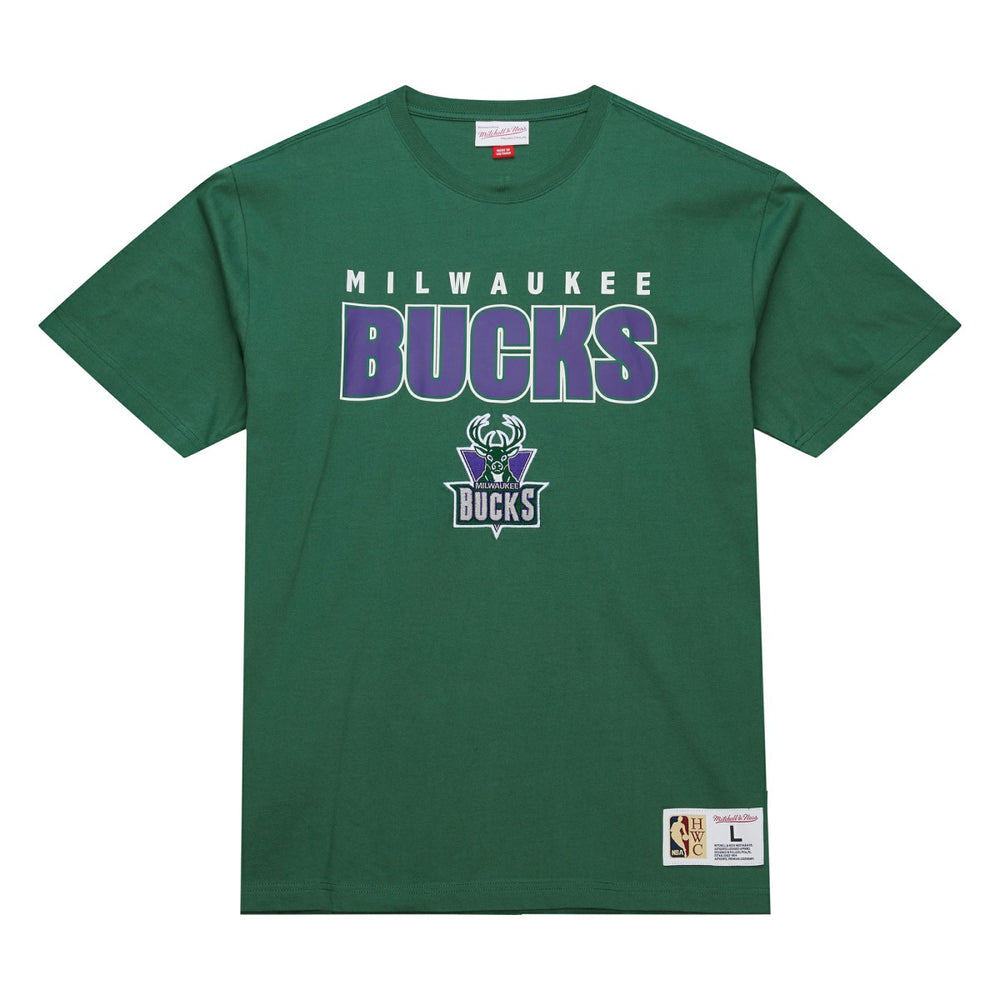 Mitchell & Ness Milwaukee Bucks Hardwood Classics Throw It Back Premium T-Shirt