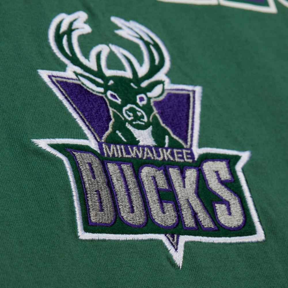 Mitchell & Ness Milwaukee Bucks Hardwood Classics Throw It Back Premium T-Shirt