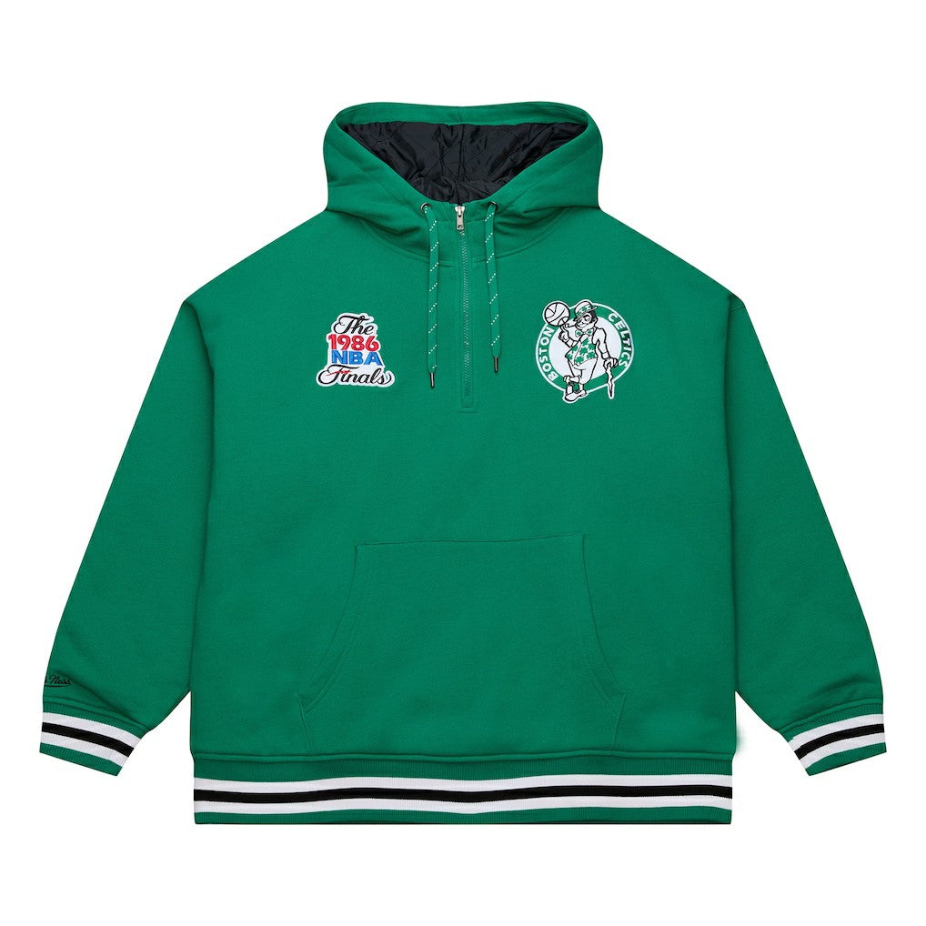 Mitchell & Ness Boston Celtics Throw It Back Quilted Fleece Quarter-Zip Hoodie