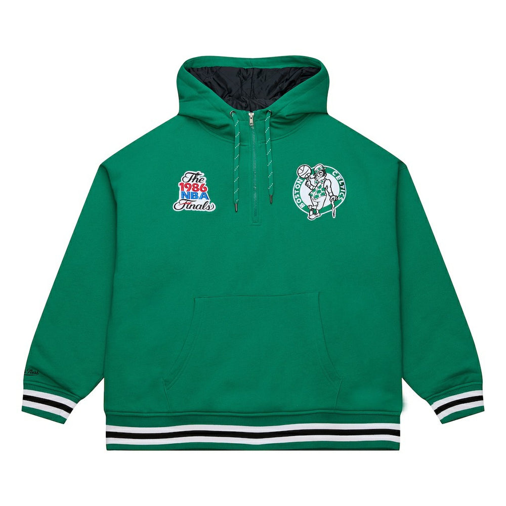 Mitchell & Ness Boston Celtics Throw It Back Quilted Fleece Quarter-Zip Hoodie
