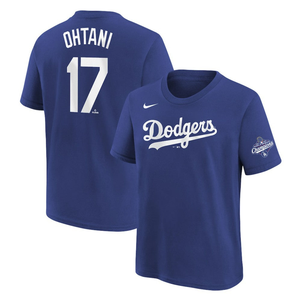 Royal Shohei Ohtani Los Angeles Dodgers Nike Youth 2025 World Series Champions Name & Number T-Shirt