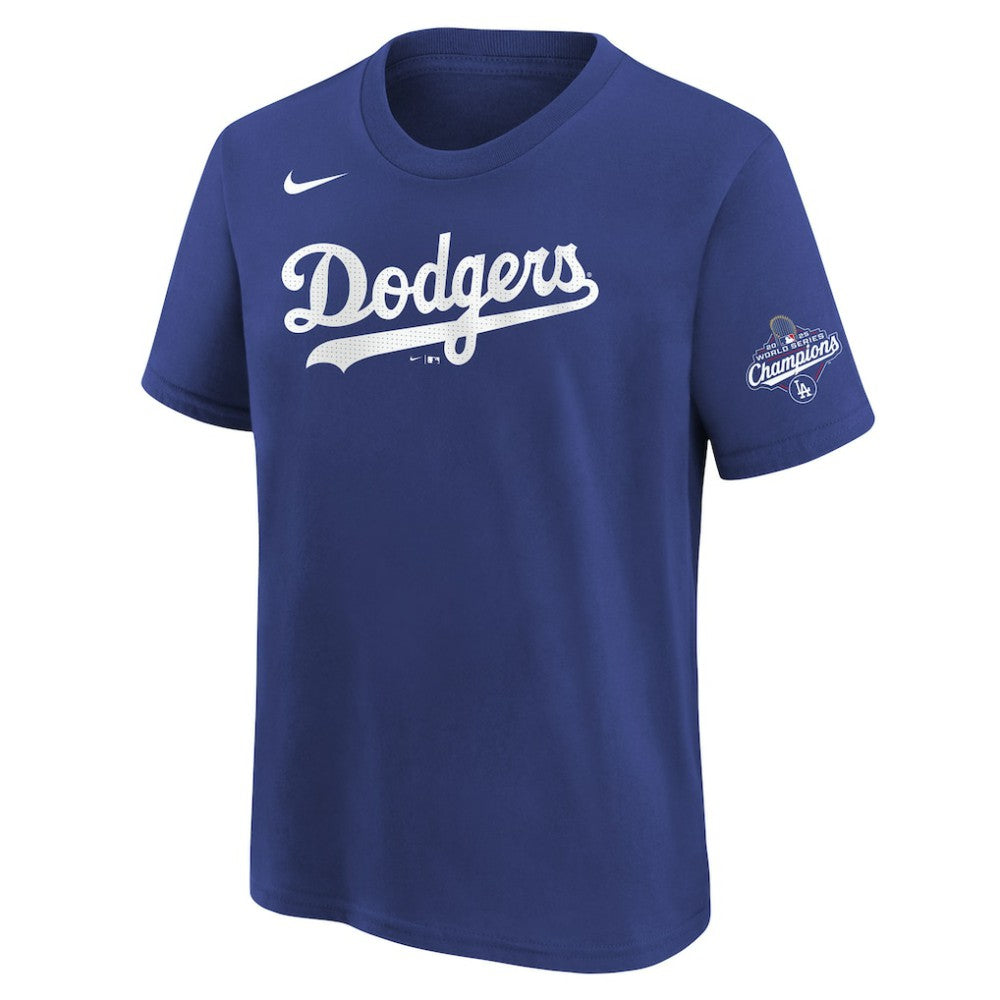 Royal Shohei Ohtani Los Angeles Dodgers Nike Youth 2025 World Series Champions Name & Number T-Shirt