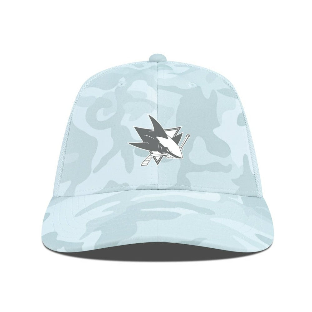 NHL San Jose Sharks Levelwear Clash Slate & Snow Meshback Flex Hat