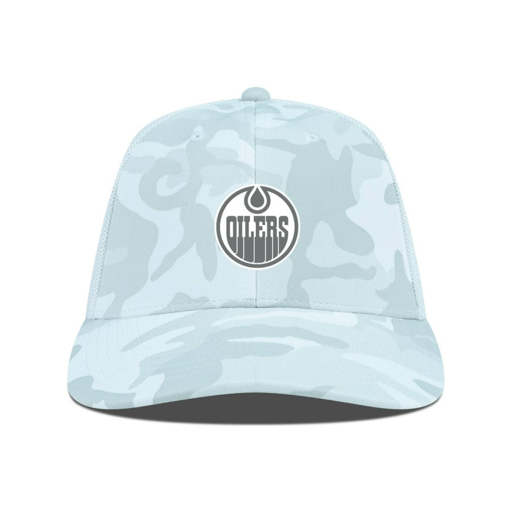 NHL Edmonton Oilers Levelwear Clash Slate & Snow Meshback Flex Hat