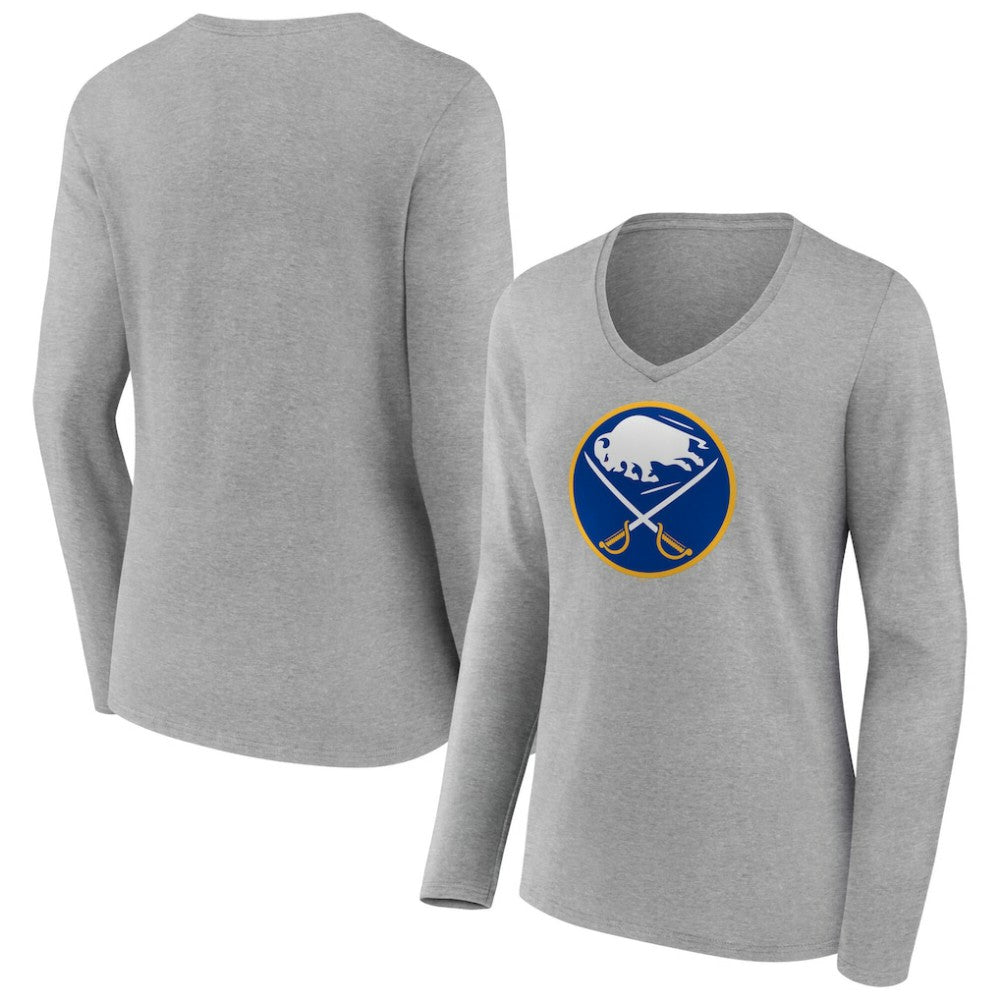 NHL Buffalo Sabres Women's Primary Logo Long Sleeve V-Neck T-Shirt