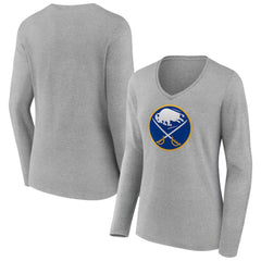 NHL Buffalo Sabres Women's Primary Logo Long Sleeve V-Neck T-Shirt