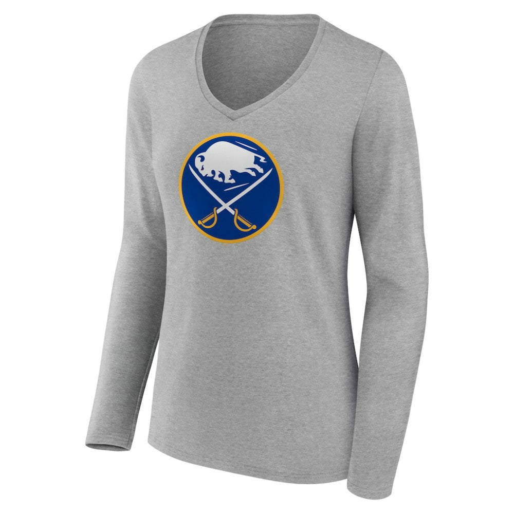 NHL Buffalo Sabres Women's Primary Logo Long Sleeve V-Neck T-Shirt