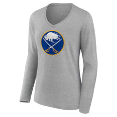 NHL Buffalo Sabres Women's Primary Logo Long Sleeve V-Neck T-Shirt