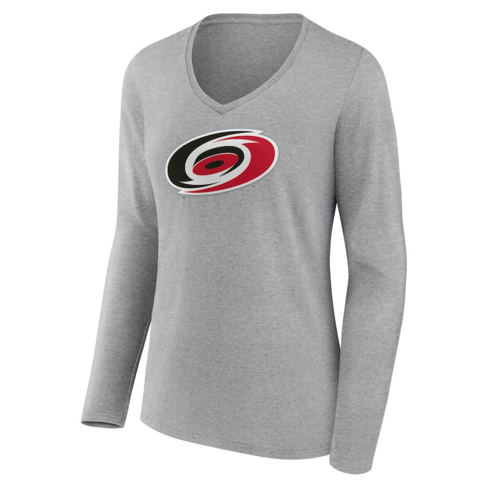 NHL Carolina Hurricanes Women's Primary Logo Long Sleeve V-Neck T-Shirt