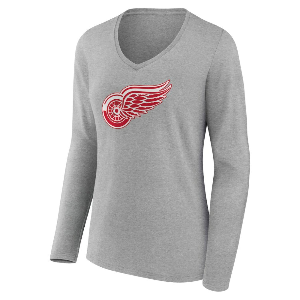 NHL Detroit Red Wings Women's Primary Logo Long Sleeve V-Neck T-Shirt