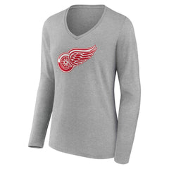 NHL Detroit Red Wings Women's Primary Logo Long Sleeve V-Neck T-Shirt
