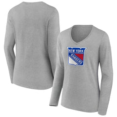 NHL New York Rangers Women's Primary Logo Long Sleeve V-Neck T-Shirt