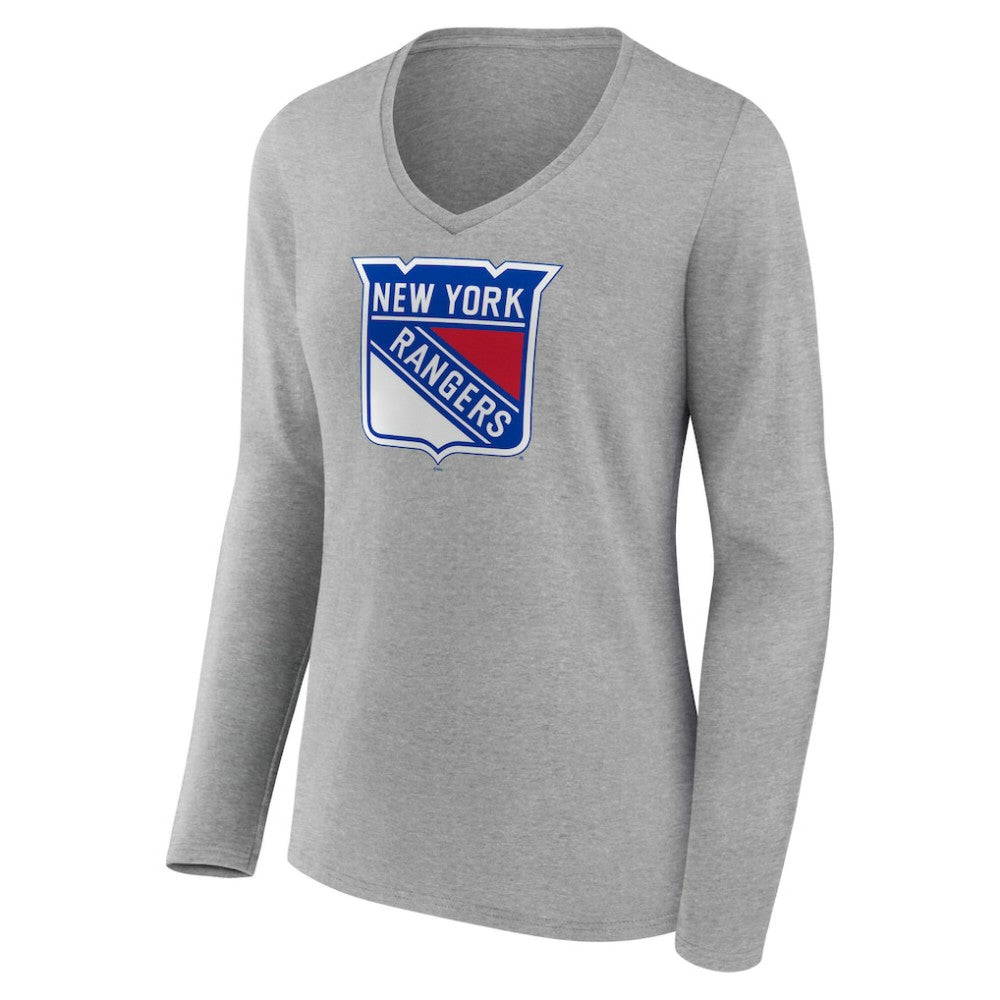 NHL New York Rangers Women's Primary Logo Long Sleeve V-Neck T-Shirt