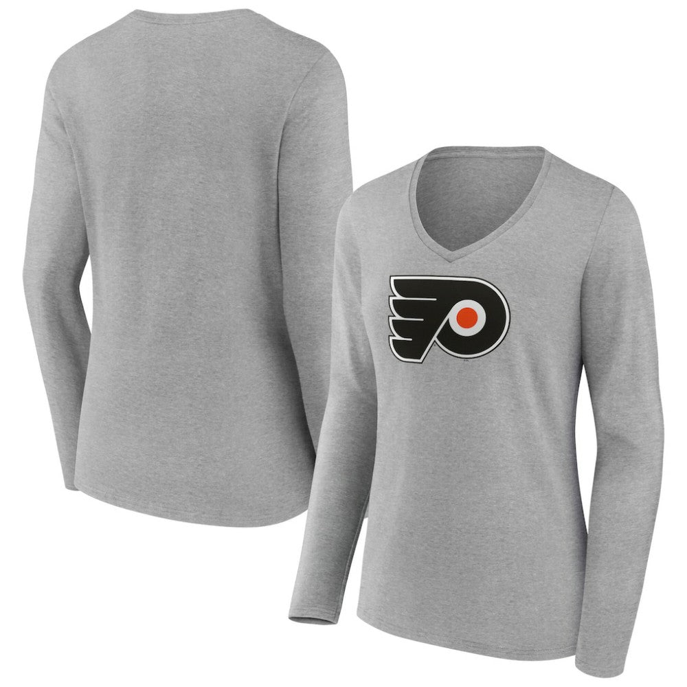 NHL Philadelphia Flyers Women's Primary Logo Long Sleeve V-Neck T-Shirt