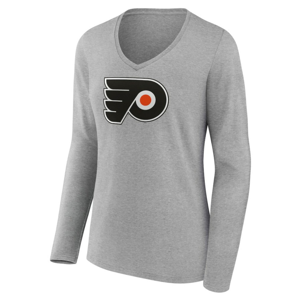 NHL Philadelphia Flyers Women's Primary Logo Long Sleeve V-Neck T-Shirt