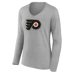 NHL Philadelphia Flyers Women's Primary Logo Long Sleeve V-Neck T-Shirt