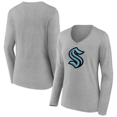 NHL Seattle Kraken Women's Primary Logo Long Sleeve V-Neck T-Shirt
