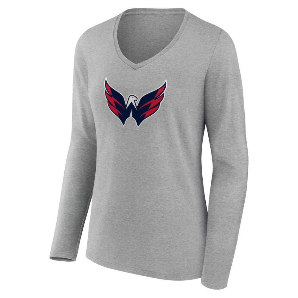 NHL Washington Capitals Women's Primary Logo Long Sleeve V-Neck T-Shirt