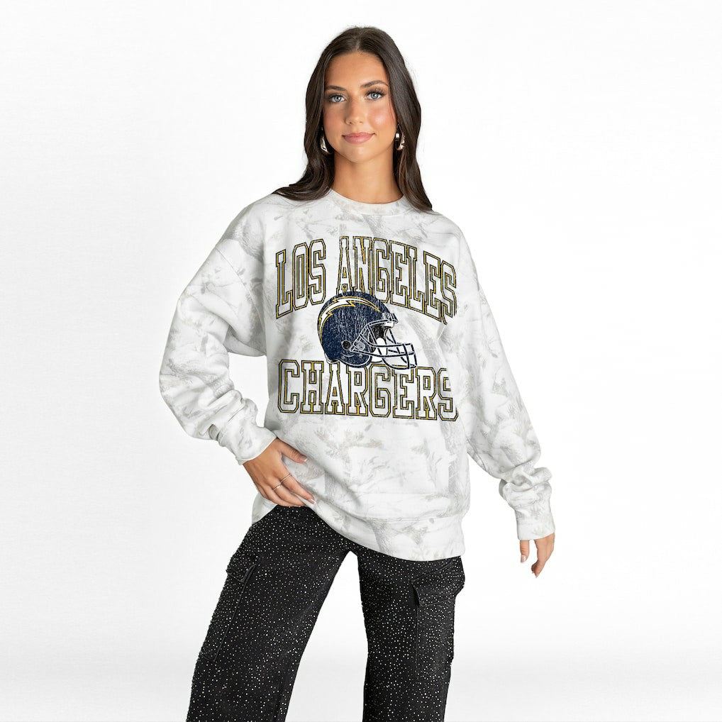 Gameday Couture Women's Whiteout Oversized Premium Fleece Sweatshirt - Los Angeles Chargers Sweatshirts