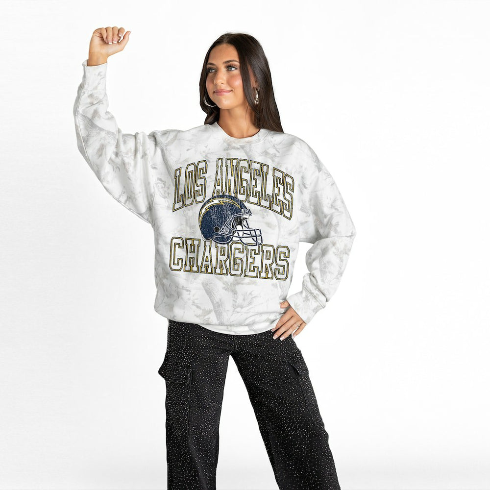 Gameday Couture Women's Whiteout Oversized Premium Fleece Sweatshirt - Los Angeles Chargers Sweatshirts