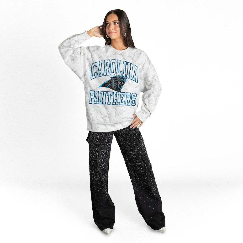 Gameday Couture Women's Whiteout Oversized Premium Fleece Sweatshirt - Carolina Panthers Sweatshirts
