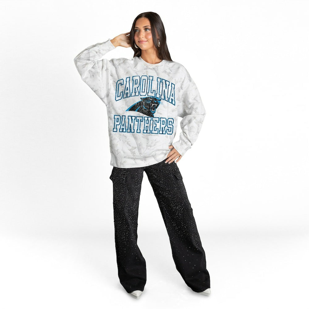 Gameday Couture Women's Whiteout Oversized Premium Fleece Sweatshirt - Carolina Panthers Sweatshirts