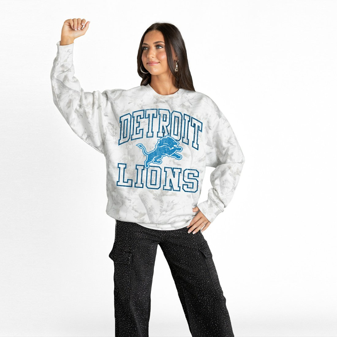 Gameday Couture Women's Whiteout Oversized Premium Fleece Sweatshirt - Detroit Lions Sweatshirts