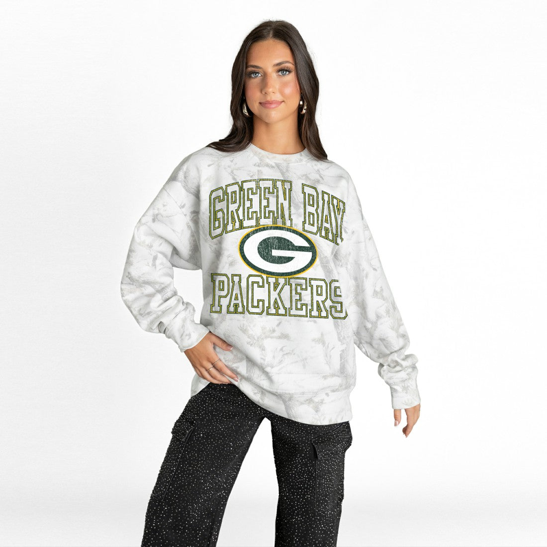 Gameday Couture Women's Whiteout Oversized Premium Fleece Sweatshirt - Green Bay Packers Sweatshirts