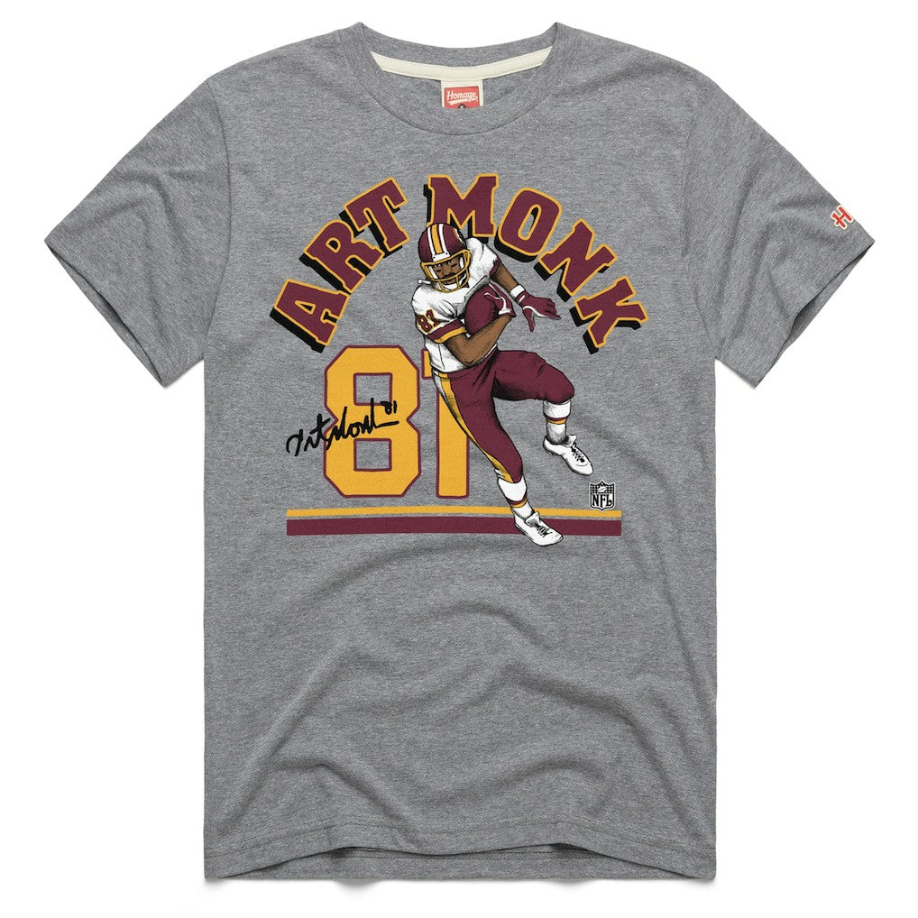 Art Monk  Homage Unisex Retired Player Classic Illustration Tri-Blend T-Shirt - Washington Commanders T-shirts