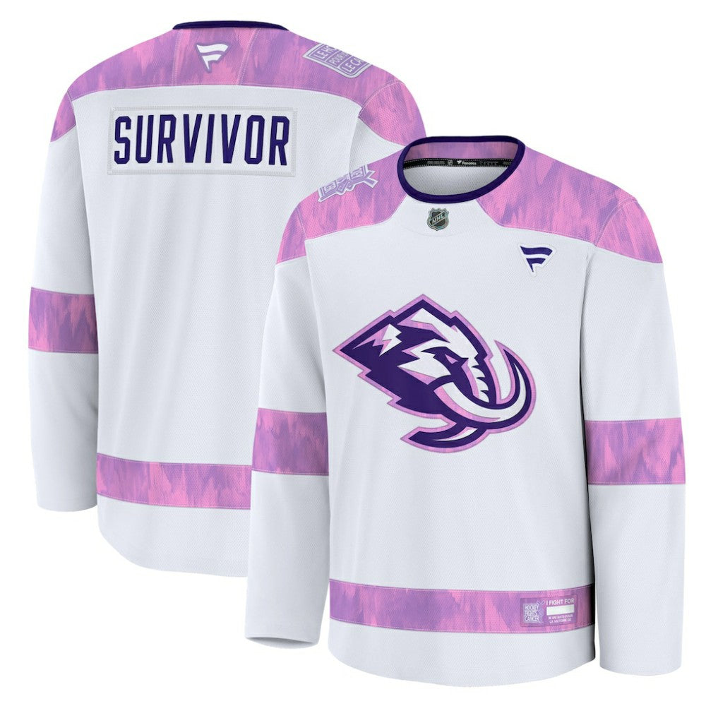 NHL Utah Mammoth Fanatics Hockey Fights Cancer Survivor Practice Jersey
