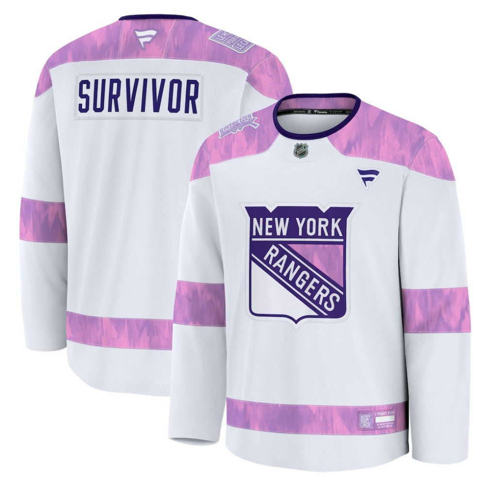 NHL New York Rangers Fanatics Hockey Fights Cancer Survivor Practice Jersey