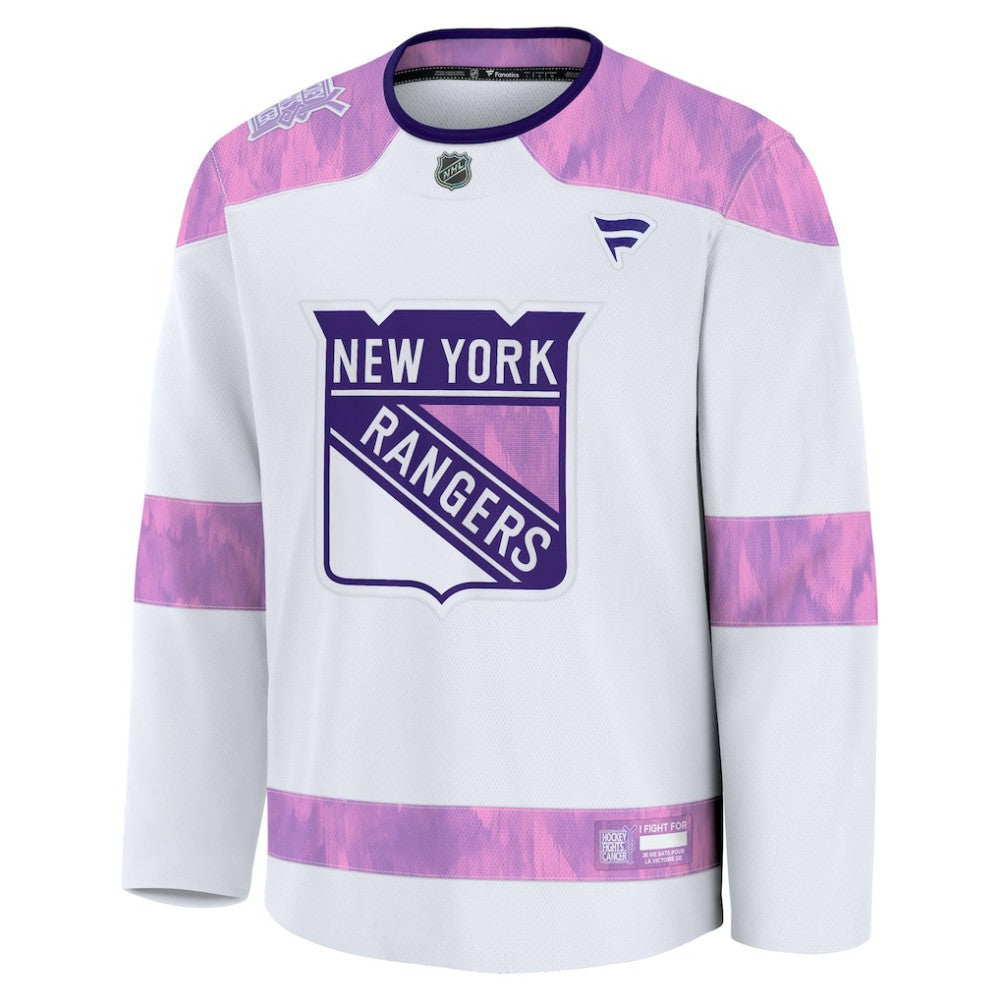 NHL New York Rangers Fanatics Hockey Fights Cancer Survivor Practice Jersey