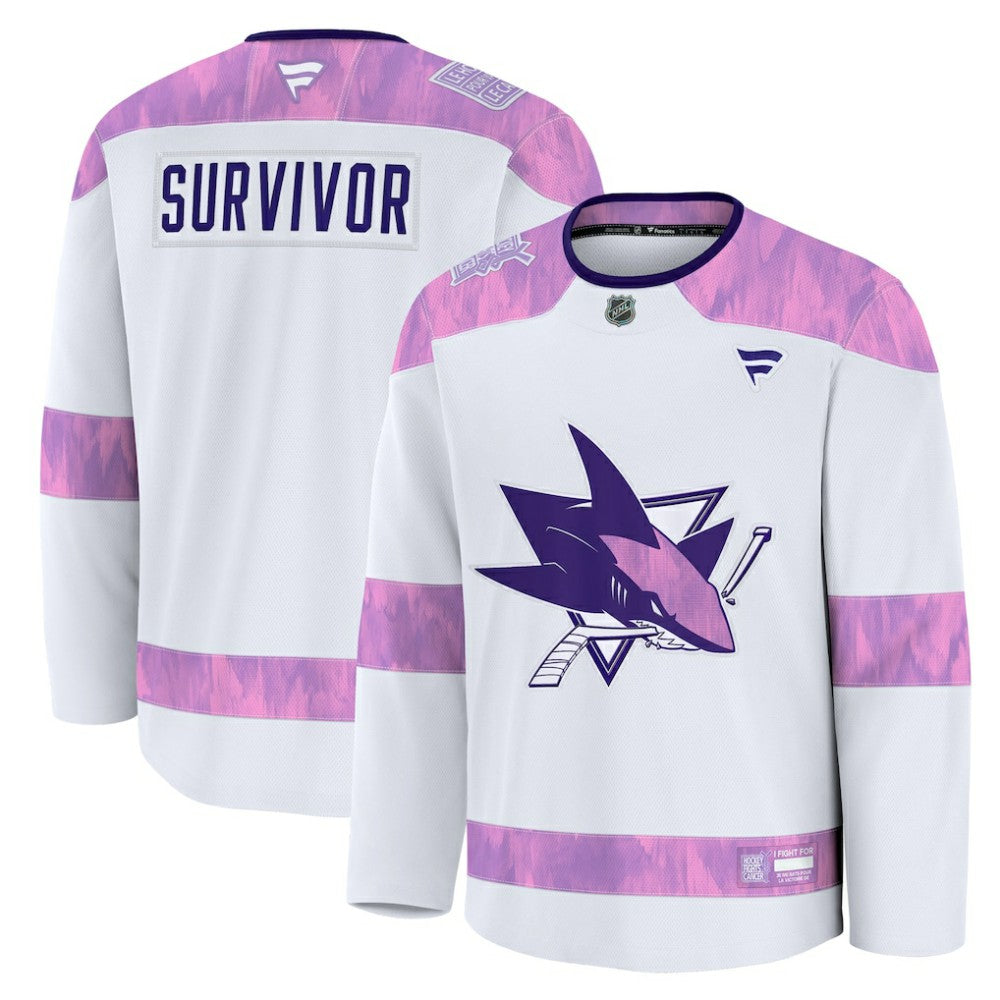 NHL San Jose Sharks Fanatics Hockey Fights Cancer Survivor Practice Jersey